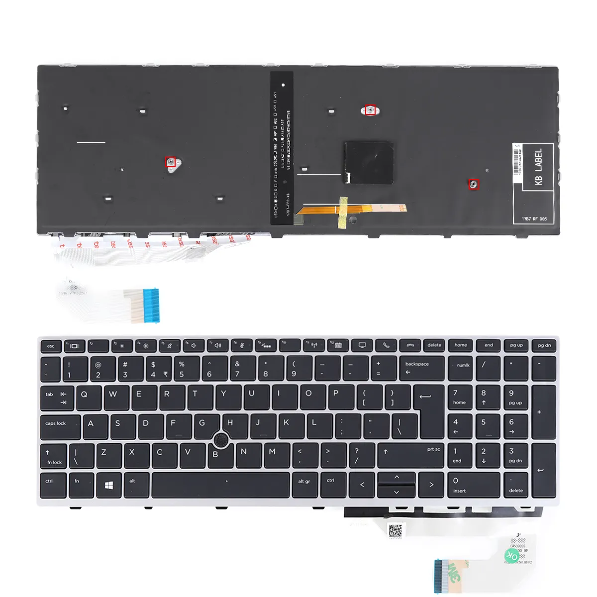 Picture of HP Elitebook 850 G5 755 G5 ZBook 15u G5 SILVER FRAME BLACK Backlit (with point,Win8)